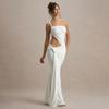 European and American summer sexy one-shoulder backless tube top dress fashionable solid color strap pleated dress