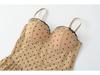 French Girl Polka Dot Waist-Cinched Mesh Bandeau Camisole – Slim Sleeveless Summer Top