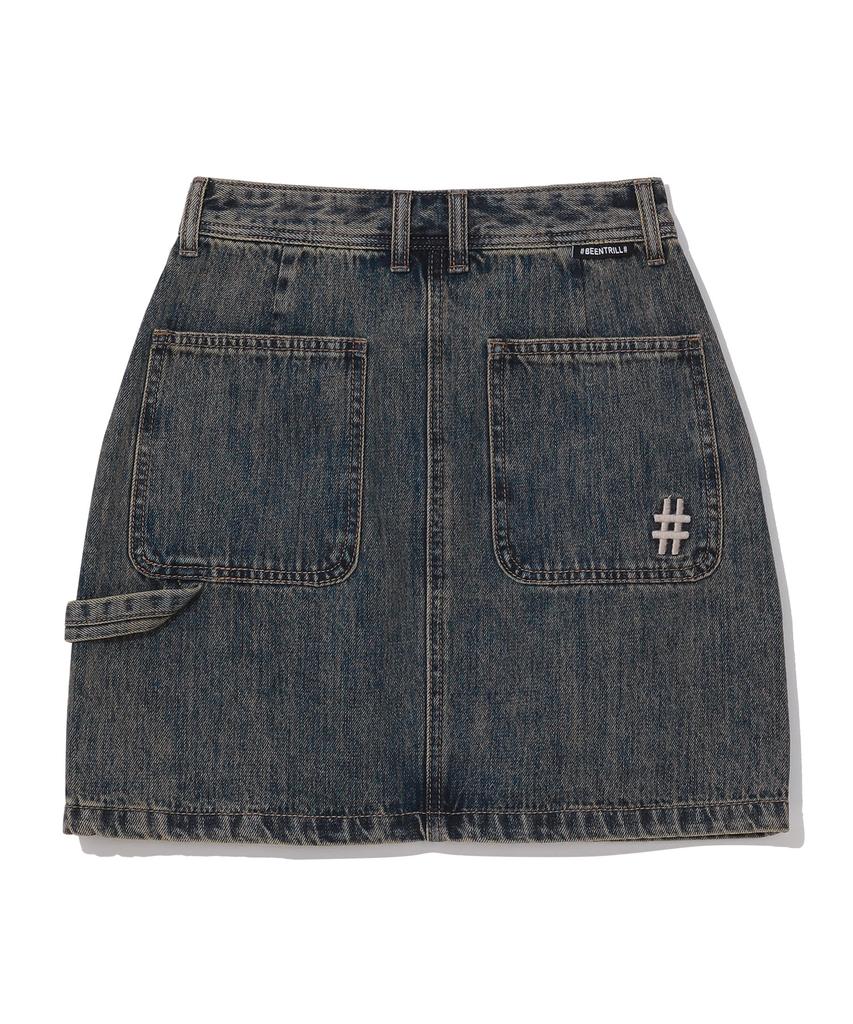 BEENTRILL Sunday Fatigue Denim Mini Skirt (Indigo)