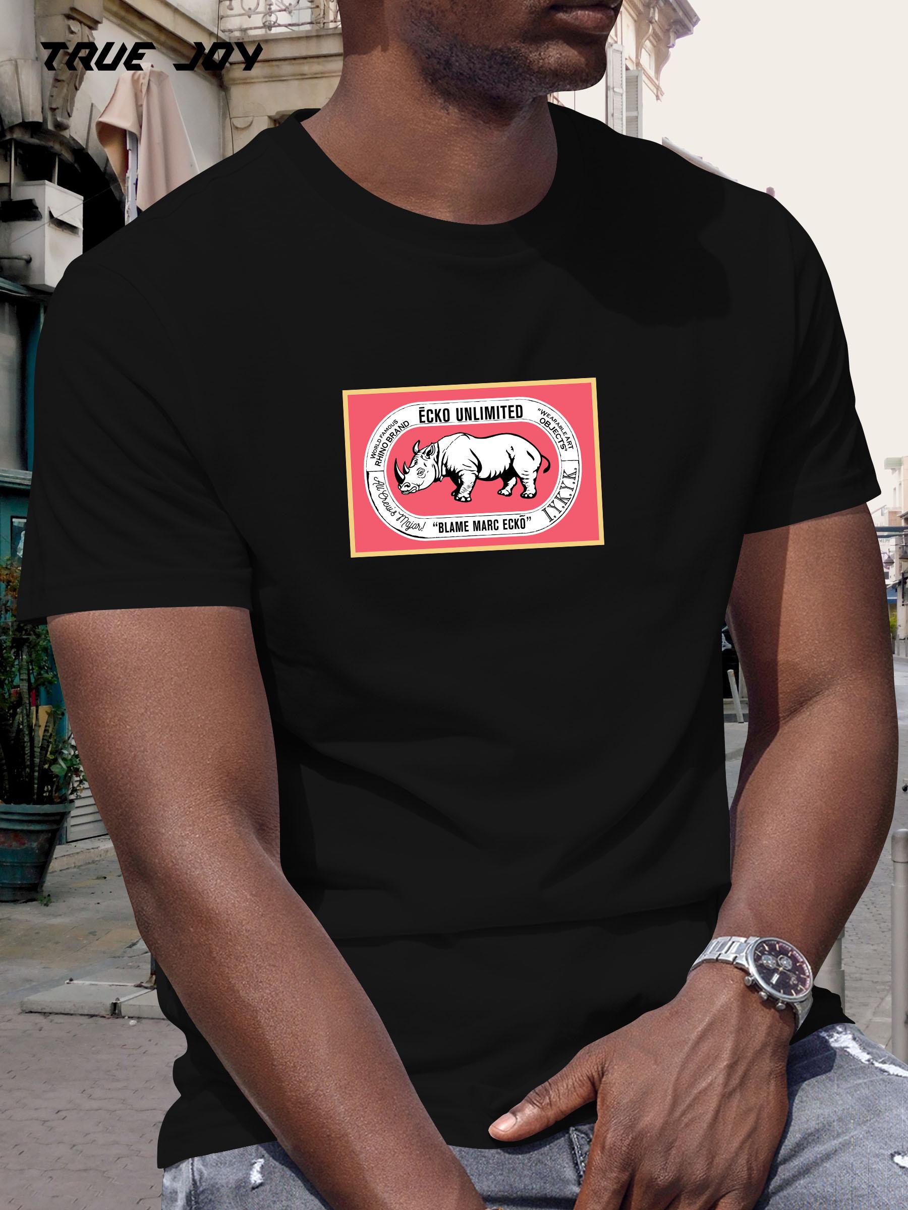 Rhino Graphic Print T-shirt -  Save The Rhino  Slogan XL