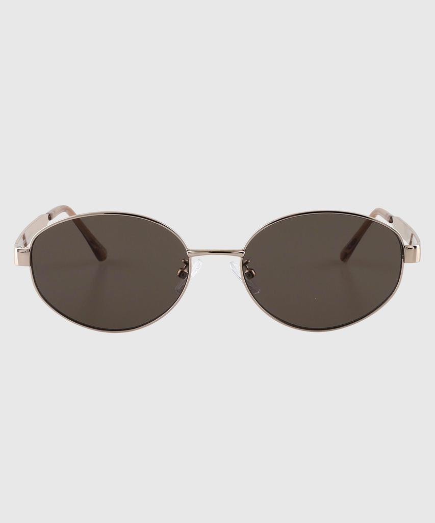 Tuditeo Dor Oval Metal Uv Protection Tinted Nylon Lens Sunglasses C4 Brown