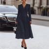 ZANZEA Women Elegant Casual V-neck Long Sleeve Stripe Dress
