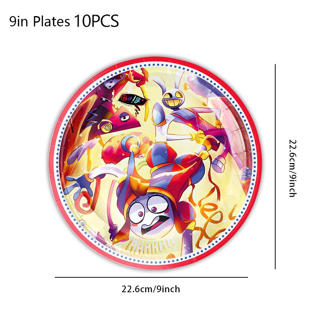 The Amazing Digital Circus Tableware W/ Plates, Cups, Napkins, a Tablecloth