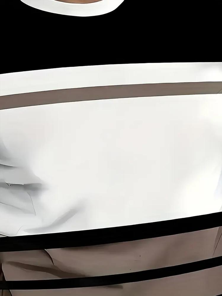 Simple Fashion Striped Print T-Shirt Men's Casual Men's Top Summer Fashion Men's Street T-Shirt