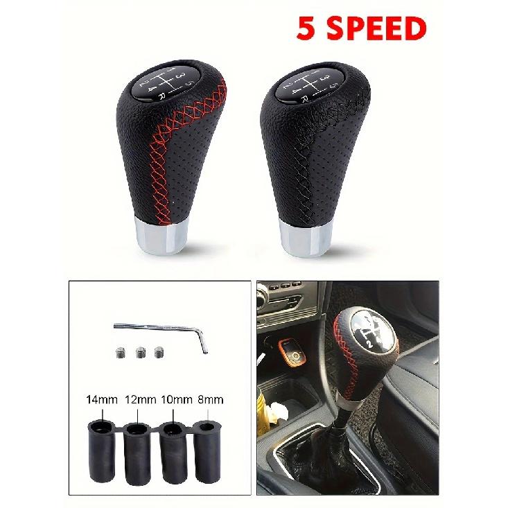 Universal 5 Speed Manual Leather Red Stitch Gear Shift Knob Car Gear Stick Shift Knob Lever Manual Transmission M8 M10 M12