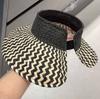 Big Brim Visor Cap Women's Outdoor Collapsible Straw Hat Summer Holiday Striped Empty Top Hats Sun Protection Beach Hats