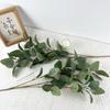10pcs Direct Sales Simulation Single Branch Silk Screen Printing Three-Pronged 42 Mesh Eucalyptus Green Plant Eucalyptus Leaf Money Leaf Home