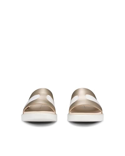 ECCO Float Genuine Leather Women's Flat Sandals, 27374360958, White/Pure White Gold, Size 23.5 cm, 3E