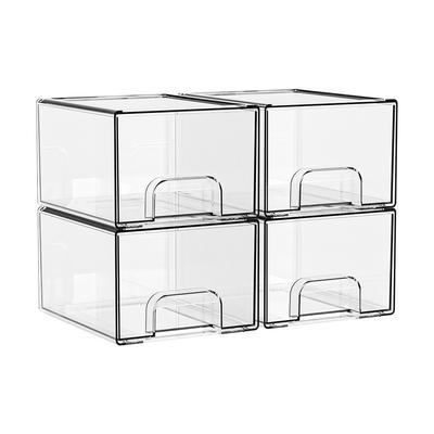 4 Cajones de Almacenamiento Apilables Caja de Almacenamiento para el Hogar Transparente Cajones de Almacenamiento Apilables - Organizar Maquillaje, Accesorios de Almacenamiento de Medicamentos