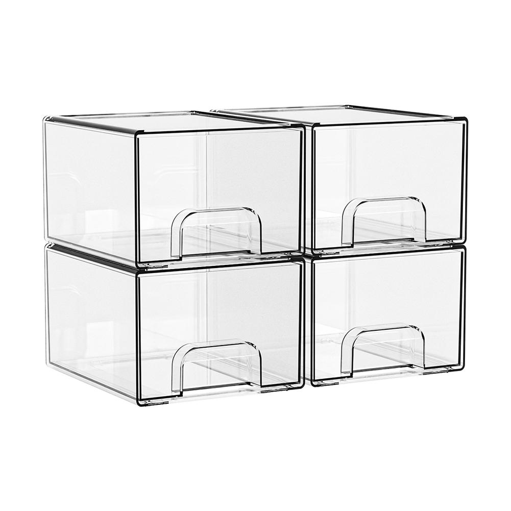 

4pcs Stackable Storage Drawers Clear Home Storage Box Stackable Storage Drawers-Organize Makeup, Medicine Storage Accessories China Mainland