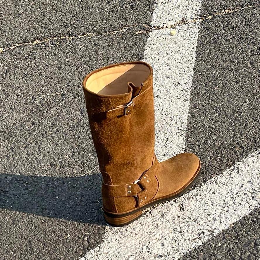 

Версия из коровьей кожи~ ретро модные толстоподошвенные ковбойские сапоги в западном стиле женские из натуральной кожи с круглым носком с отворотом из меха высокие сапоги-мартины рыцарские 40 коричневый