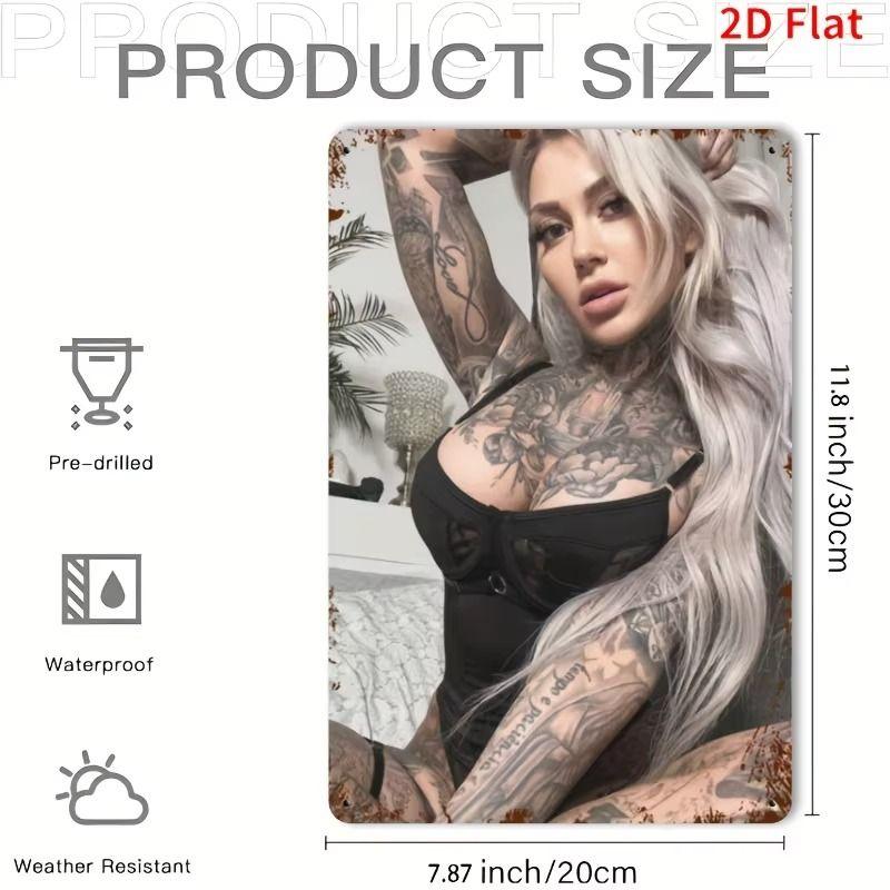 Vintage Kvinlig Silhuett Metall Logotyp för Bar & Garage