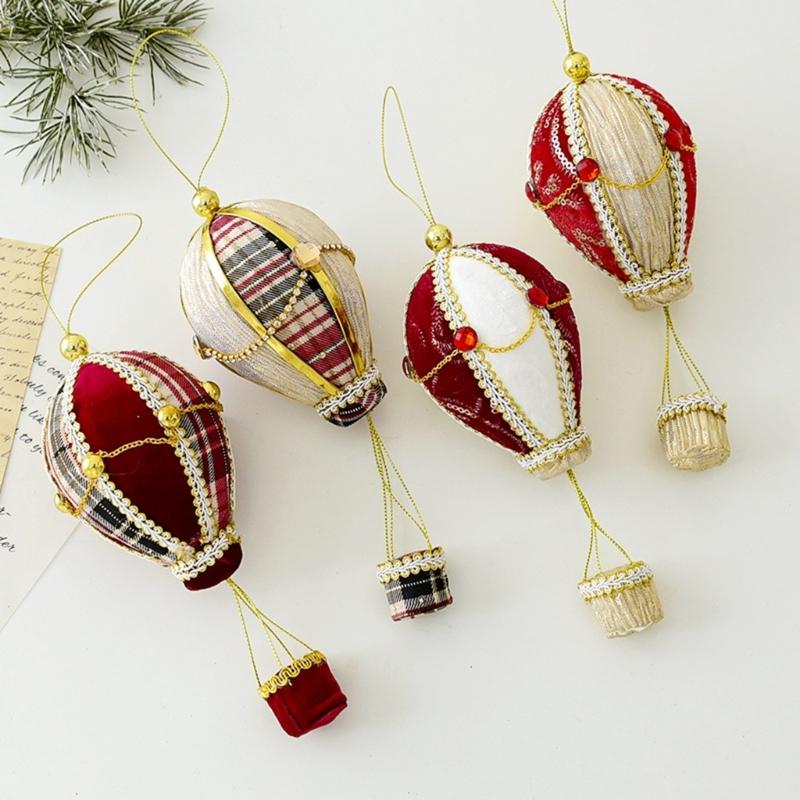 Schuim Hete Luchtballon Kerstversiering met Stofbekleding en Kettingversiering voor Takken en Cadeaupresentaties