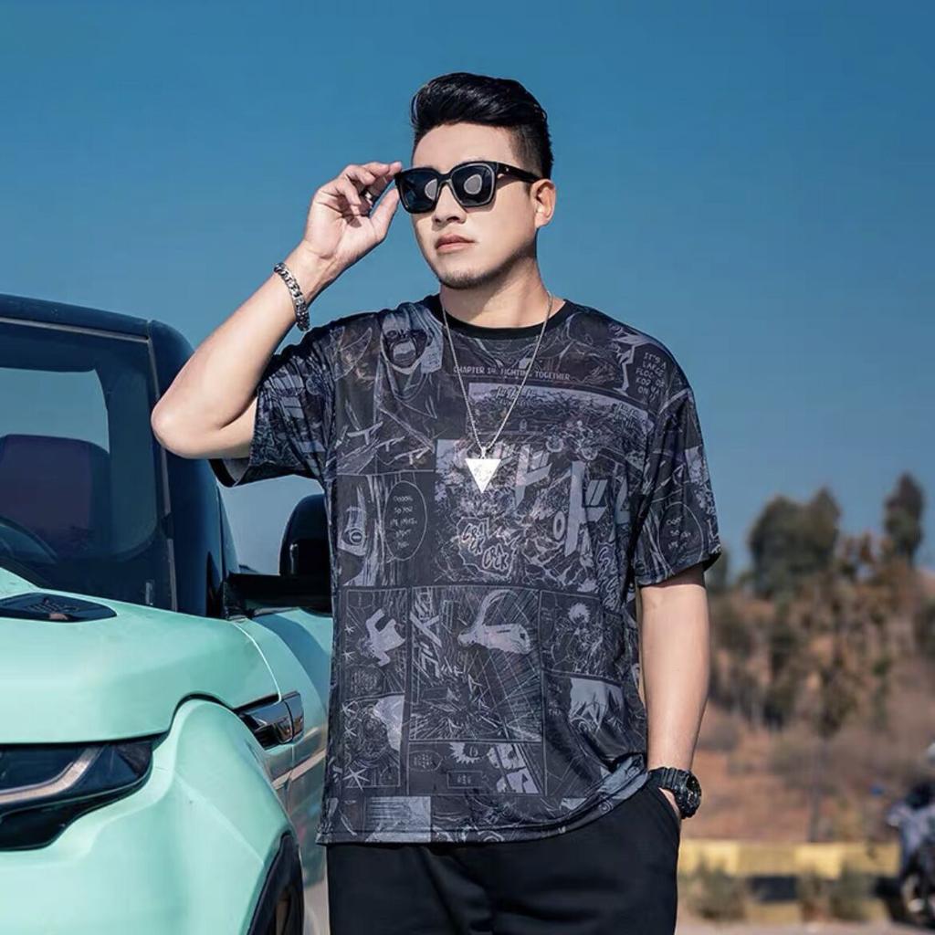 Stretch Fit Anti-wrinkle Loose Men's Short-sleeved Ice Cool Feeling Fashion Short-sleeved Top Cotton Comfortable Lightweight T-shirt