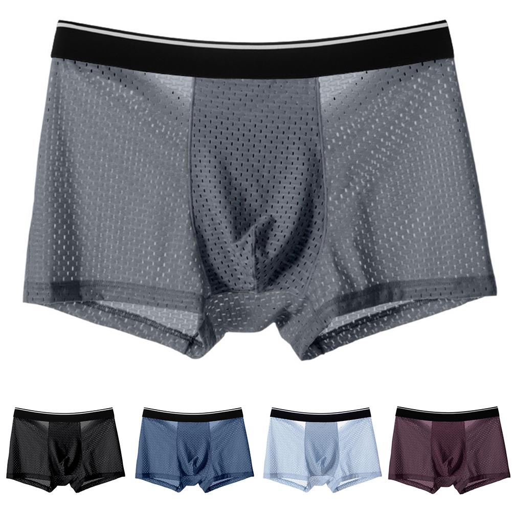 High Quality Ice Silk Mesh Men's Sexy Transparent Boxer Briefs Underwear