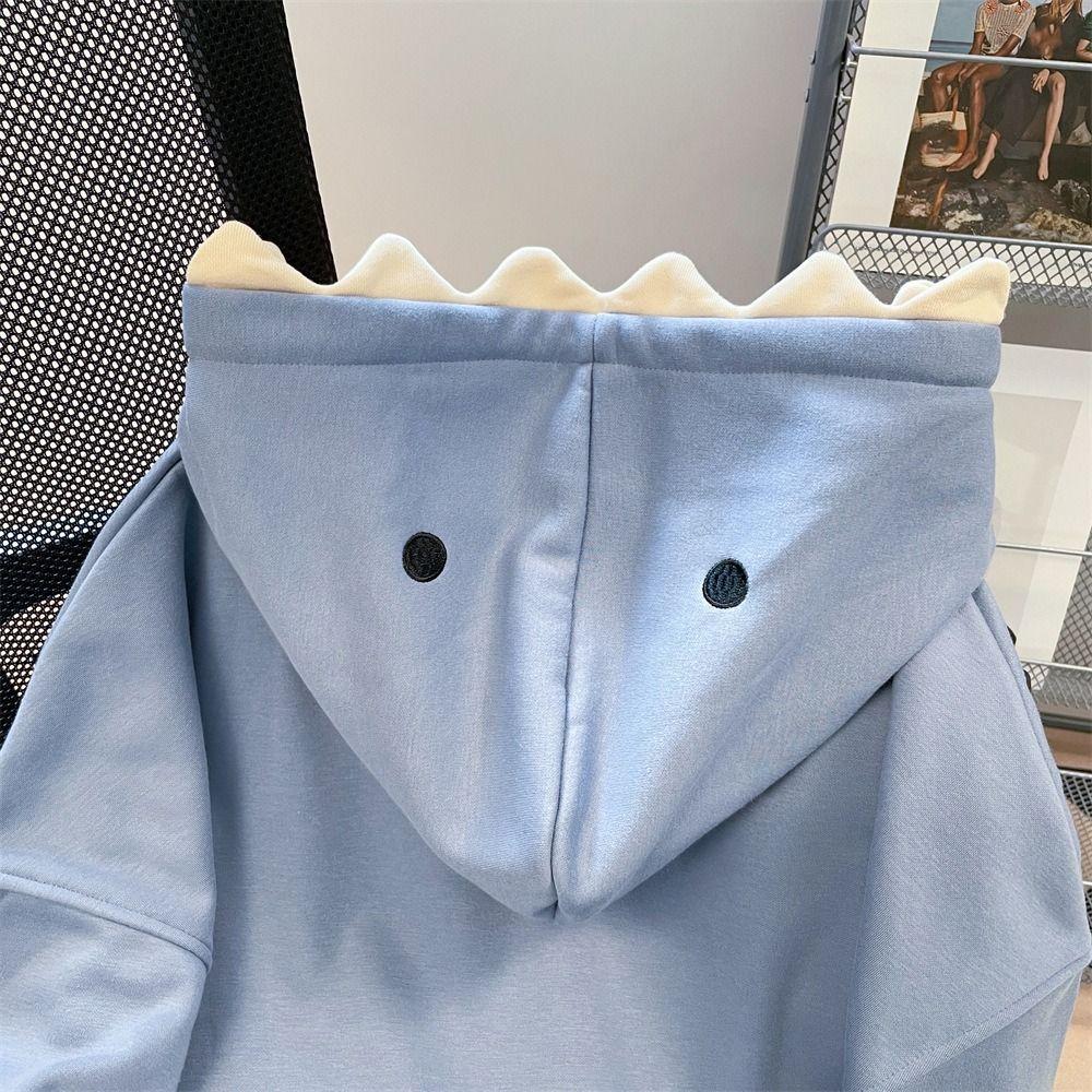 Drawstring Fleece Shark Hoodies Long Sleeve Shark Hat Sweater Hooded Sweatshirts  Couple Clothes