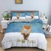 Animal Fox Bedding Set King Queen Size 3D Lovely Orange Fennec Fox Duvet Cover For Kids Teens Adults Bedroom Decor Quilt Cover