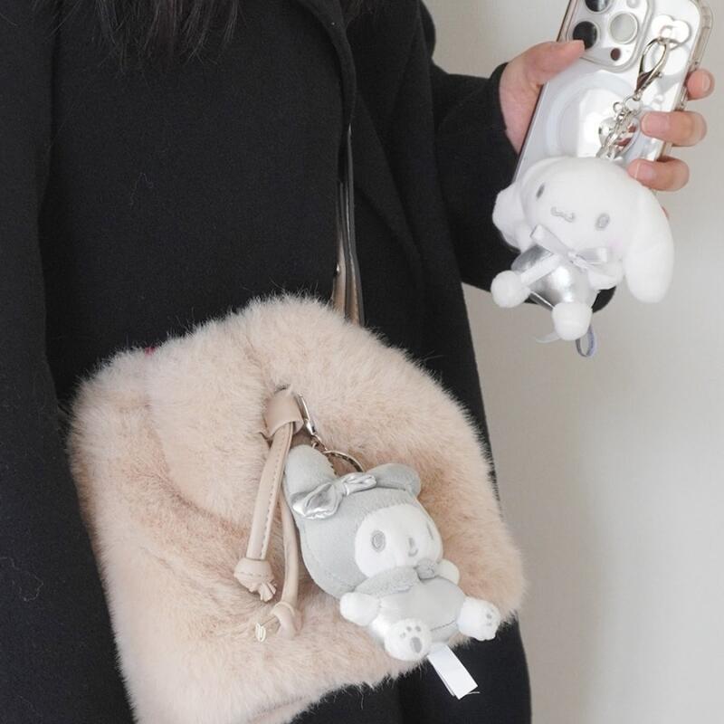 Silver Sanrio Bag Doll Keychain Authentic Cinnamoroll Pochaco