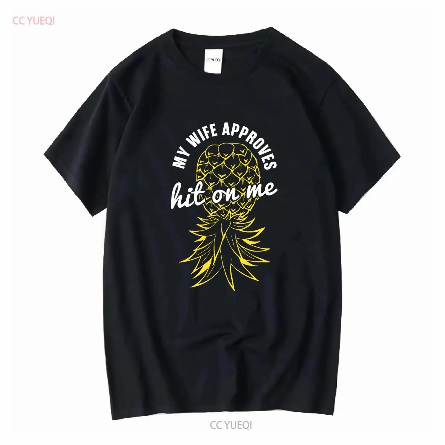 

Swinger My Wife Approves Hit On Me Funny Upside Down Pineapple Men s T Shirt vintage Washed Top For Everyday Wear streetwear S чёрный