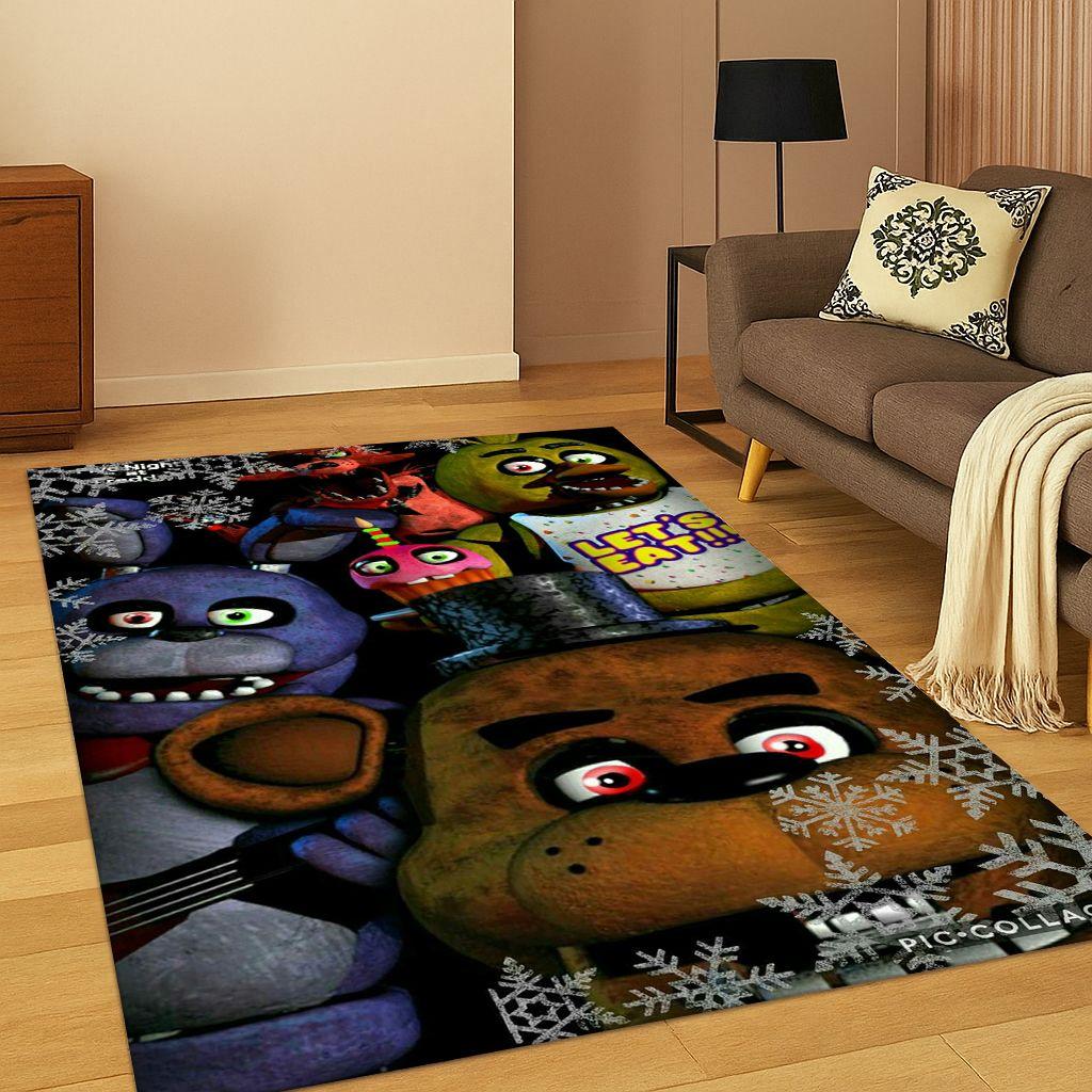 Tappeto Cartoon 3D F-FNAF per Camera da Letto Soggiorno Divano Zerbino Decorazione Casa, Tappeto Area Giochi Bambini Antiscivolo Regalo di Natale