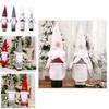 Festive Christmas Wine Bottle Covers Featuring Charming No-face Old Man Design In Red And Gray