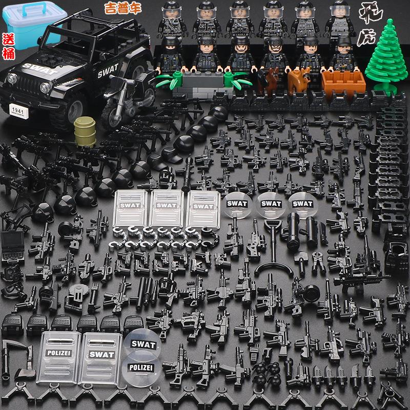 Compatible Minifigures Military Special Forces Police Boys Assemble Minifigures Soldiers Children's Educational Toys Puzzles