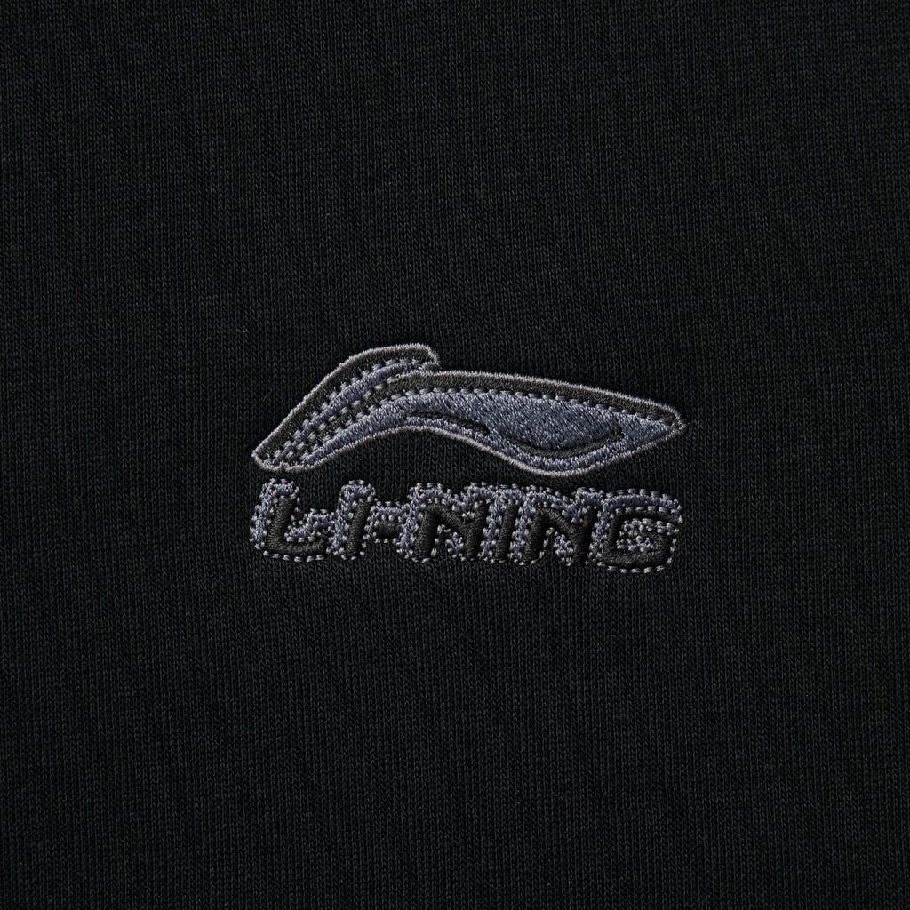 Li Ning Sports Lifestyle Series Fleece Pullover Crewneck Letter Embroidery Logo Sweatshirt Unisex sweatshirt Black AWDUA53-2