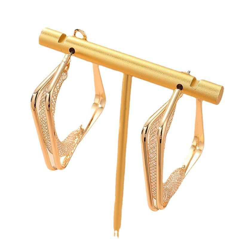 Korean Dongdaemun Exaggerated Square Mesh Earrings - Trendy and Elegant Fashion Accessory