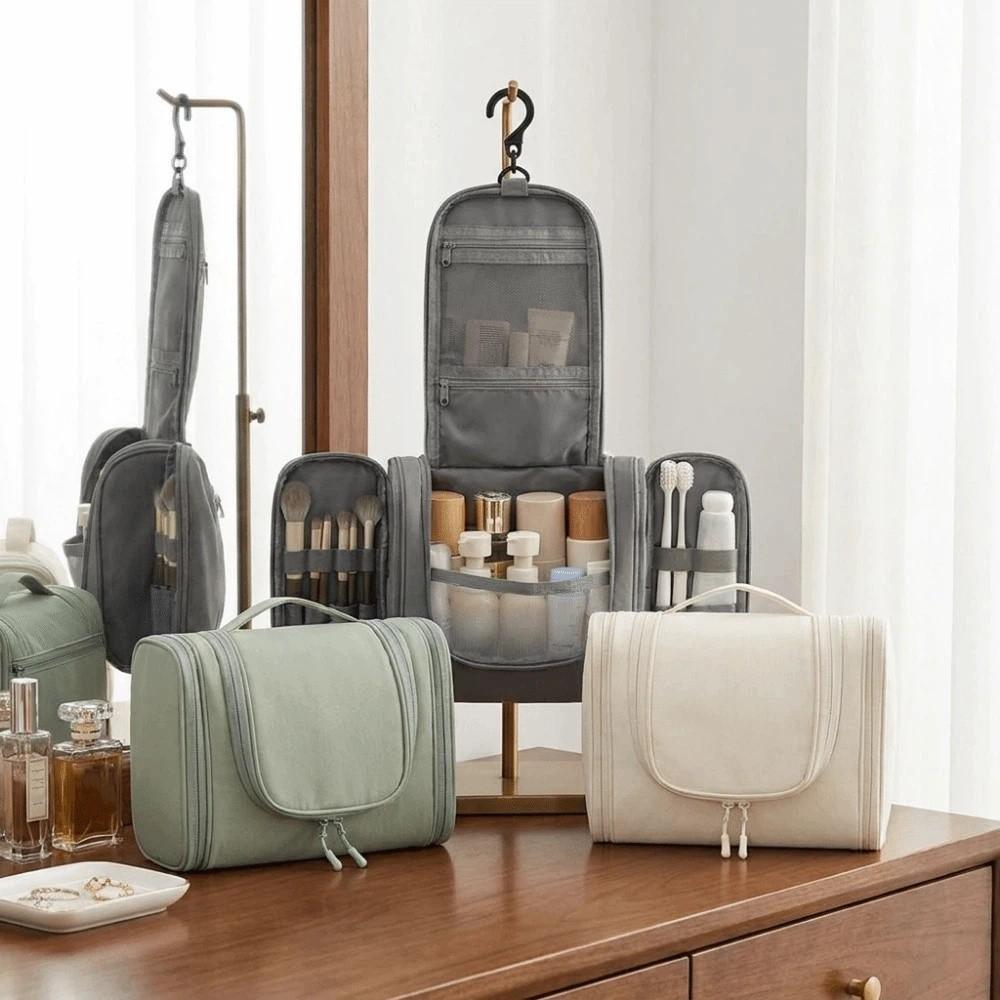 Three Zipper Hanging Toiletry Bag Large Capacity Cosmetic Bag Fashion Make Up Bags Unisex