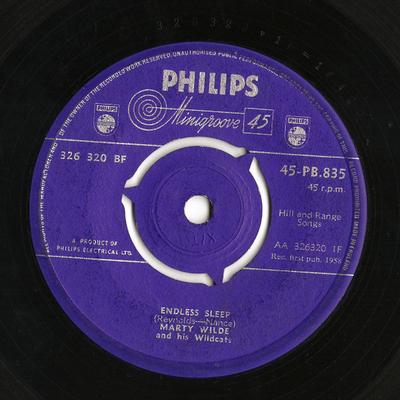 Disque 7 pouces MARTY WILDE & HIS WILDCATS - Endless Sleep 45PB835,326320B Philips 1958 UK Rock Occasion