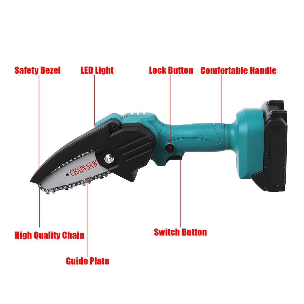 168VF 1500W Electric Chain Saw Lithium Battery Mini Pruning One-handed Garden Tool With Chain Saws Rechargeable Woodworking Tool