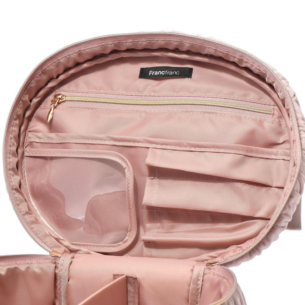 Francfranc Velvet Ribbon Vanity Pouch L Pink - Cosmetic Pouch, Cosmetic Box, Makeup Storage