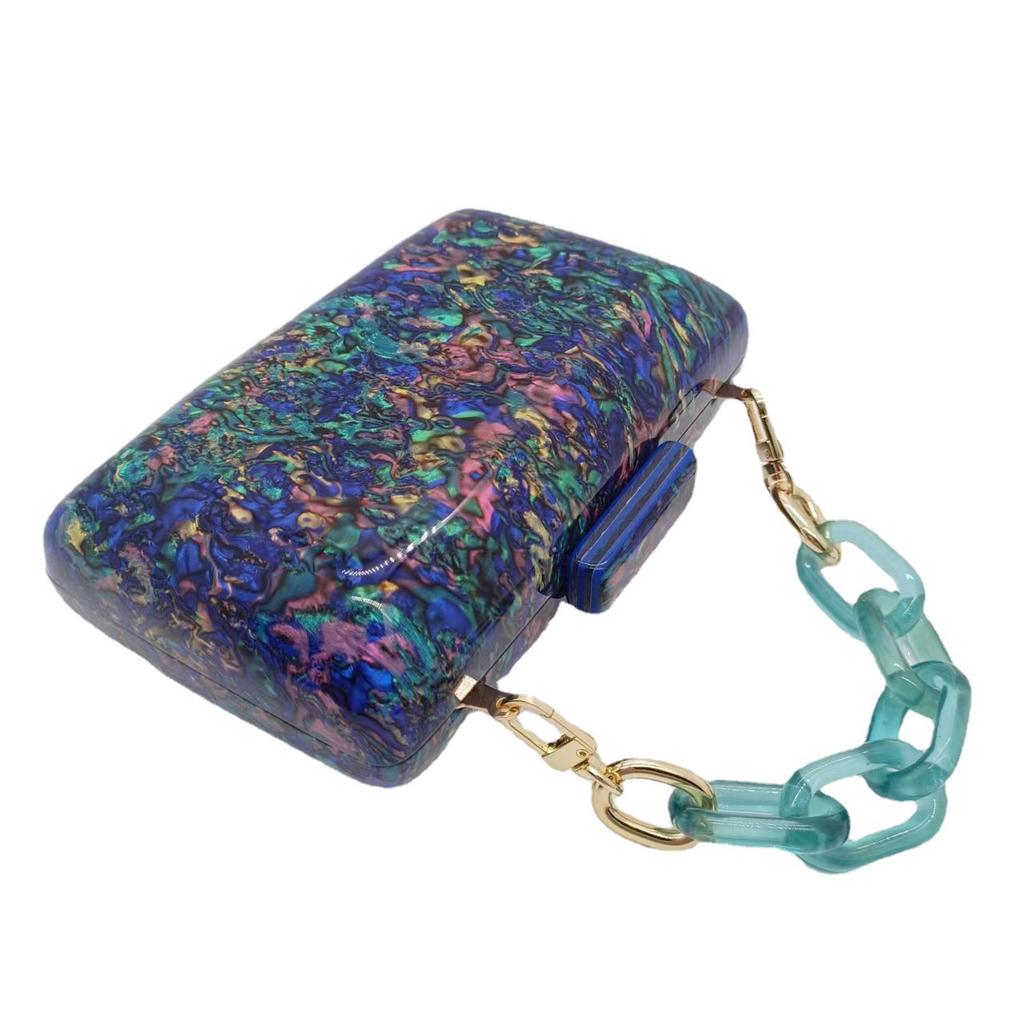 Small bag single shoulder women's messenger bag marble fashion summer beach acrylic dinner bag small square bag