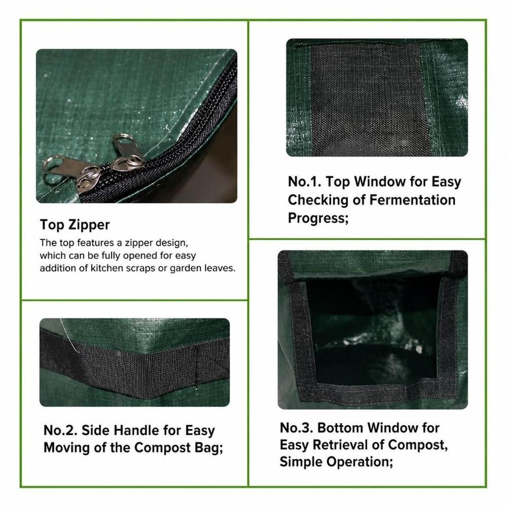 Outdoor Composting Leaves Bag PE Waste Bag Durable Planting Bag Garden Planting Use
