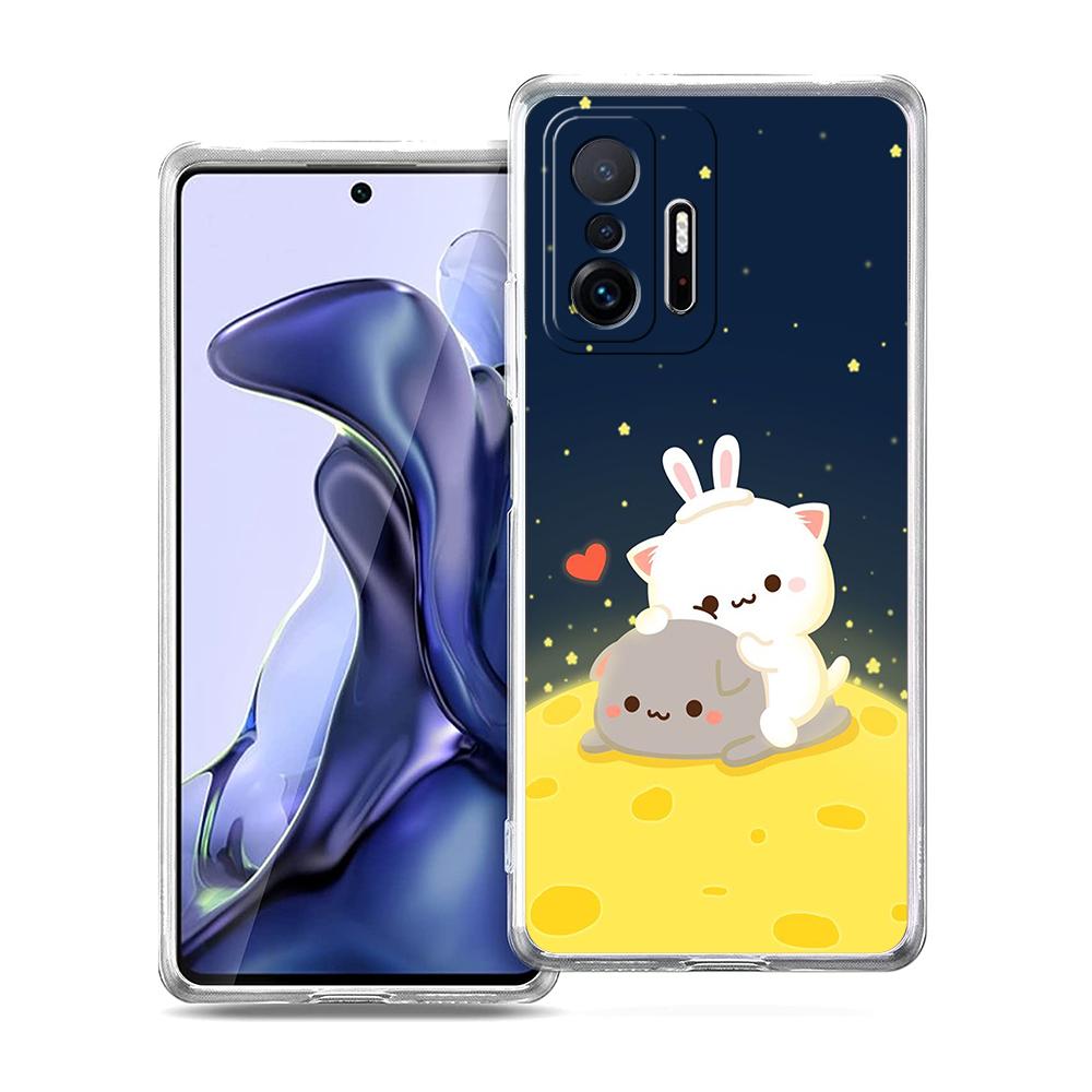 Peach And Goma Cat Phone Case for Xiaomi Mi Poco F3 X3 X4 GT NFC M3 M4 11 Ultra 12 11X 11i Pro Lite 5G Soft Transparent Cover