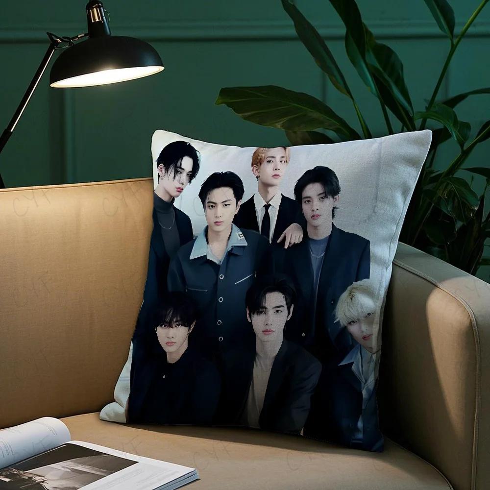 Boy Team E-Enhypen Pillow Case Pillowcase Anti-Dustmite Pillow Invisible Zipper Silky Short Plush Sofa Cushion Cover