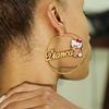 DuoYing 50mm Hoop Earrings Personalized Name Stainless Steel Cartoon Jewelry Earring Custom Name a Festive Gift for a Lady