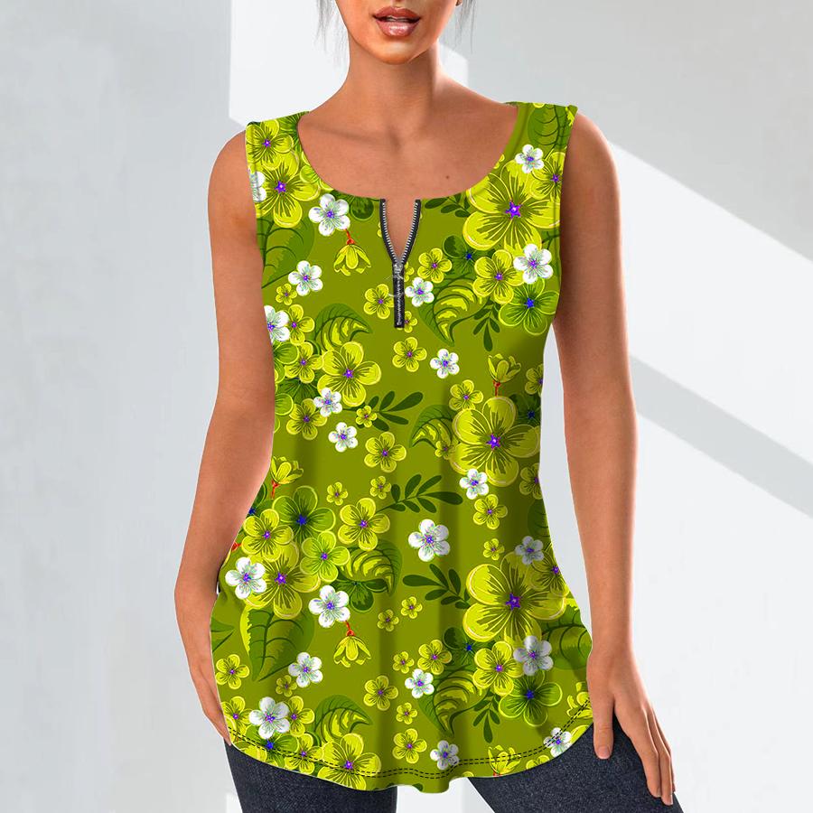 

Женские модные рубашки с v-образным вырезом, повседневные топы, футболка, женский жилет с 3D синим цветочным принтом, блузка без рукавов больших размеров, топы на бретелях 8XL жёлтый