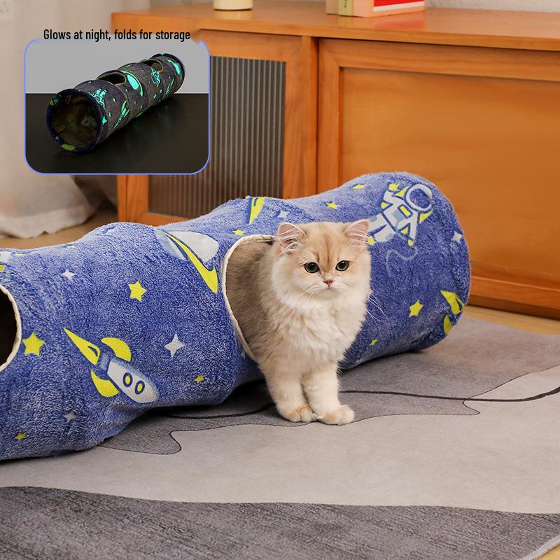 

Светящийся складной кошачий туннель с домиком-укрытием и лежанкой - саморазвлекающая кошачья игрушка