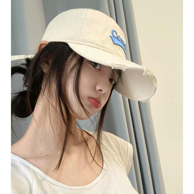 Adjustable Cotton Cap With Retro Font Embroidery And Sun Protection For Outdoor Activities