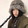 Rabbit Hair Blended Hat for Women In Autumn and Winter Thickened Warm Wool Hat Cold Protection Ears and Face Small Bag Head Hat Pullover Hat