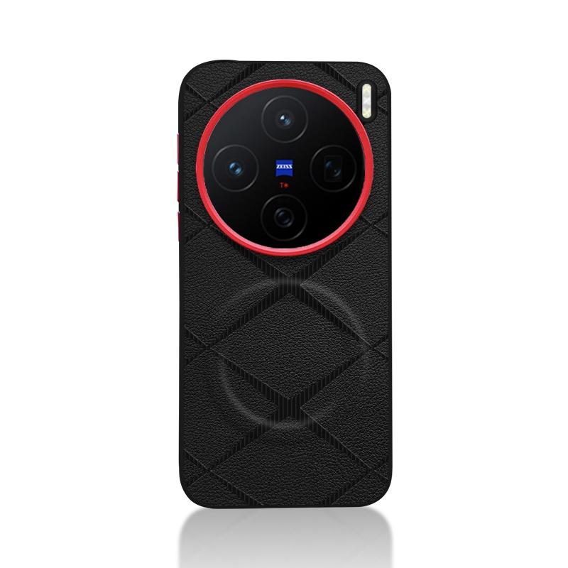 For Vivo X200 X200s Pro Mini Ultra Case Diamond Pattern Leather Magsafe Individual Metal Keys Matte Anti-Slip Grip Soft Cover