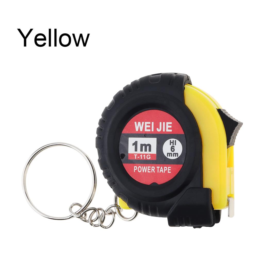 3ft 1m Keychain Tape Measure Dual Metric Inch Scales Green Yellow Heavy Duty Mini Portable