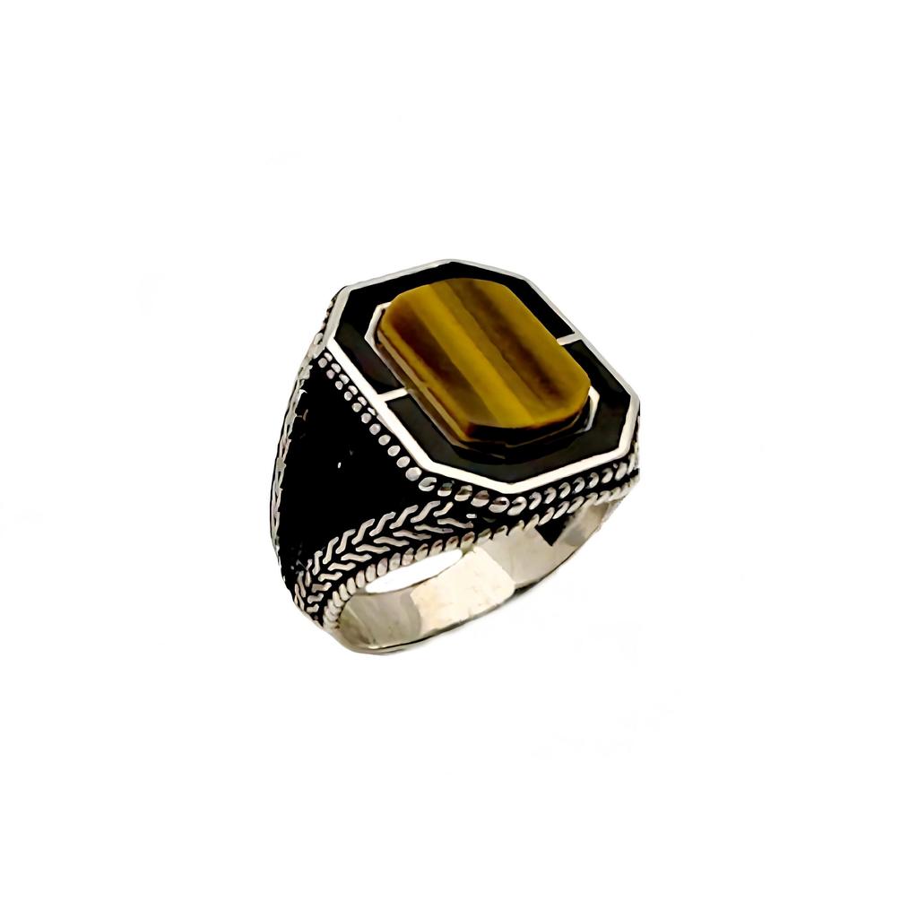 Tiger Eye Stone Men's Ring 230047237G15Yy