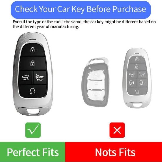 for Hyundai Key Fob Cover with Leather Keychain Soft TPU Full Protection Key Case Shell Holder Compatible with 2024 2023 2022 2021 Sonata Santa fe