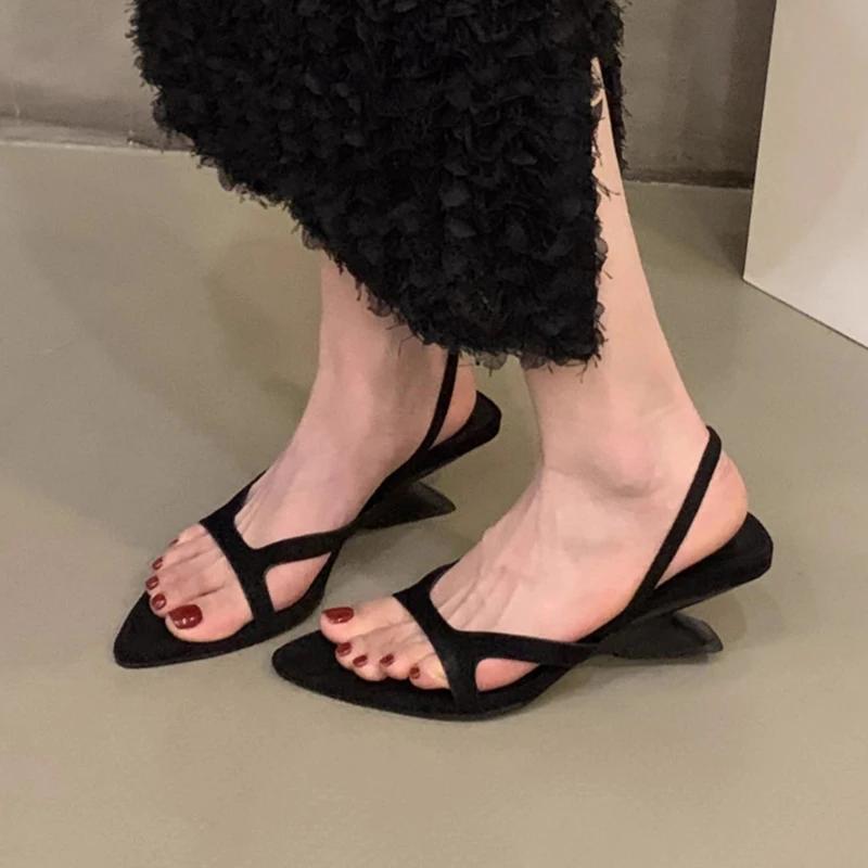 Elegant Mid Heels Women's Sandals Fashion Designer Women Shoes 2025 Sexy Summer Slippers Pumps Party Dress Sandalias De Mujer