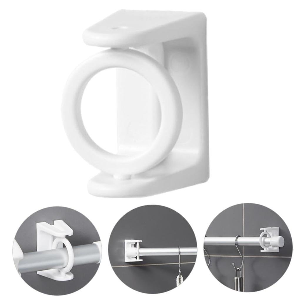 4PCS No Drill 360° Rotating Curtain Rod Brackets Self Adhesive Adjustable Curtain Rod Holders for Rods up to 2.5cm, White