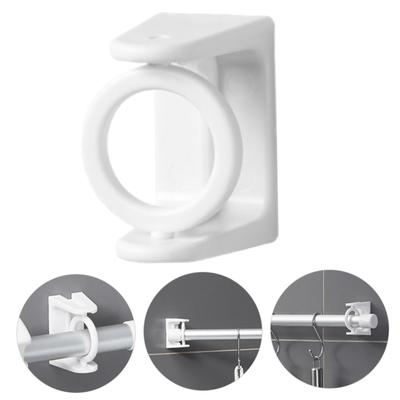 4PCS No Drill 360° Rotating Curtain Rod Brackets Self Adhesive Adjustable Curtain Rod Holders for Rods Up To 2.5cm, White
