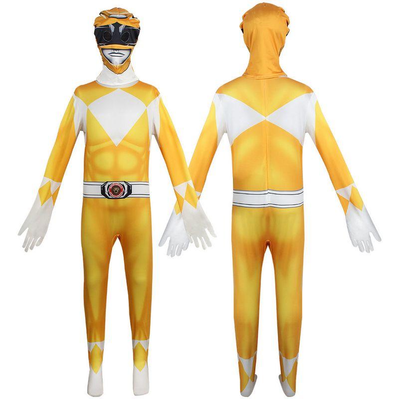 Dinosaur Power Rangers Cosplay Costume T-Rex King White Tiger Jumpsuit Children s Bodysuit Dinosaur Power Rangers Cosplay Outfit Power Rangers Yellow 140