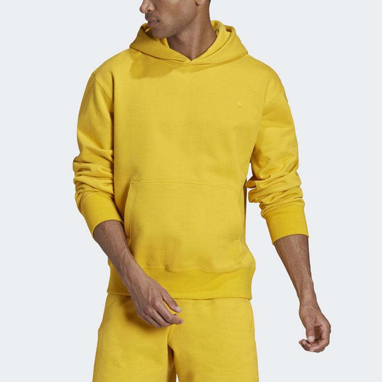 Adidas Originální sportovní mikina s kapucí jednobarevná s vyšívaným logem Pánské topy Žlutá HF6377